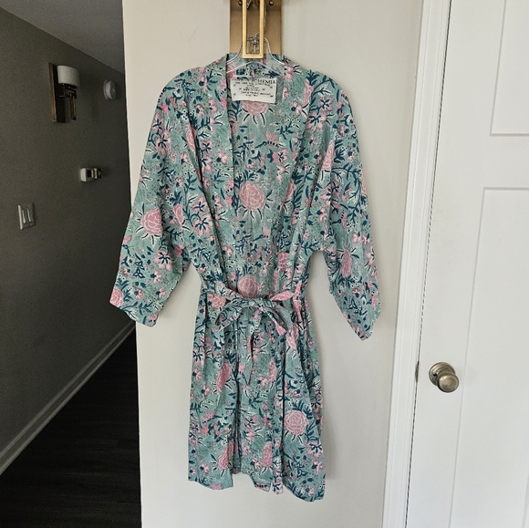 Alix of Bohemia Blue Yogi Jada Rose Kimono Robe Size Large - Picture 2 of 7